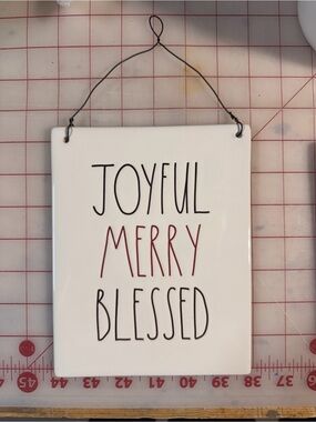 Rae Dunn Joyful Merry Blessed Holiday Coffee Bar or Wall Plaque